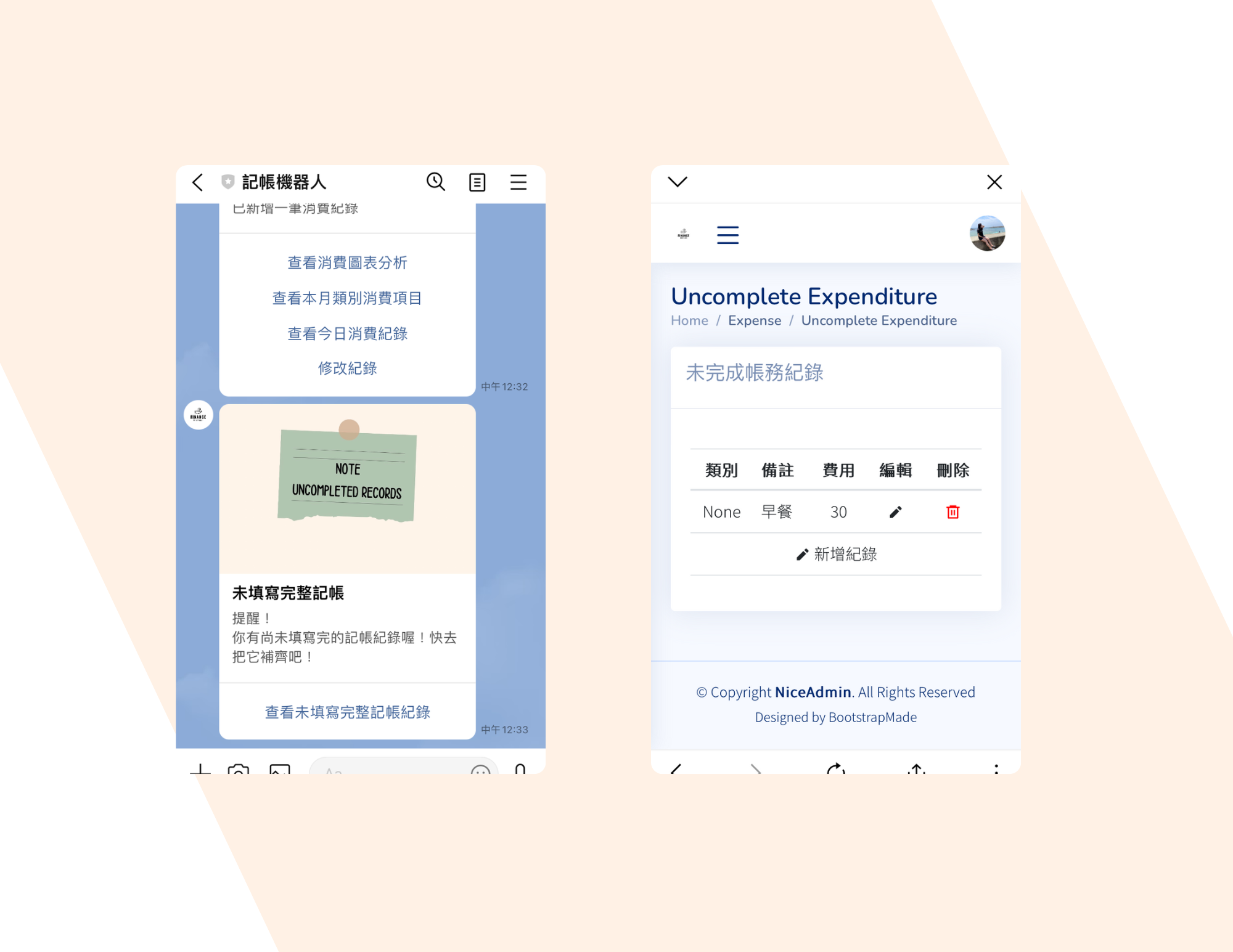 未完成紀錄管理示意圖